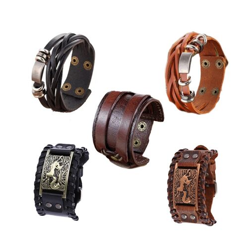 leren armbanden set | COW leather 100%  | Pack van 22 stuks | AANBIEDING!!