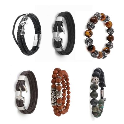 ensemble de bracelets | cuir inox | Paquet de 21 pièces | OFFRIR!