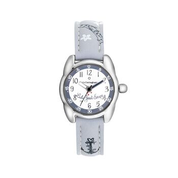 38974 - Montre fille analogique Lulu Castagnette - Bracelet cuir motif fleur et marin - Petite Lulu Escape