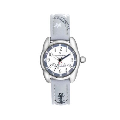 38974 - Lulu Castagnette analogue girl's watch - Flower and sailor motif leather strap - Petite Lulu Escape