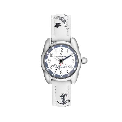 38975 - Lulu Castagnette analogue girl's watch - Flower and sailor motif leather strap - Petite Lulu Escape