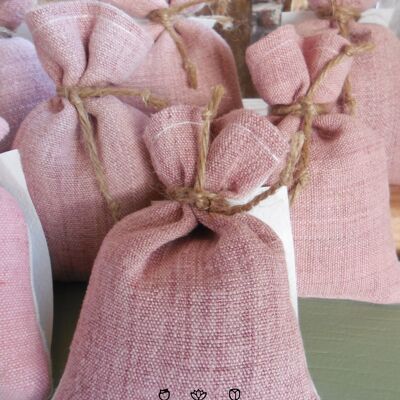 Organic lavandin sachet - Ancient hemp and linen - vegetable dye - pink