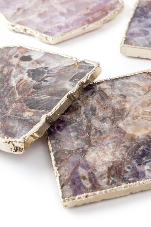 Amethyst Square Electrolplated Coaster