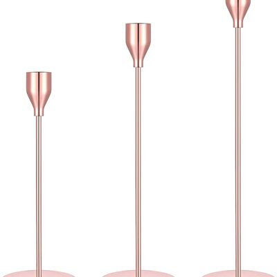 Set di 3 portacandele in oro rosa