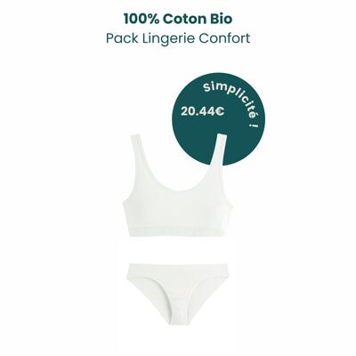 Pack Lingerie - 100% Coton Bio - Blanc