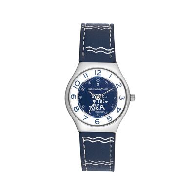 38984 - Girl's Lulu Castagnette analogue watch - Sailor motif leather strap - Mini Star Escape
