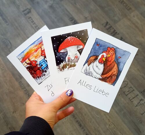 Postkarten Sortiment Weihnachten Tiere 30 Stück Din A6