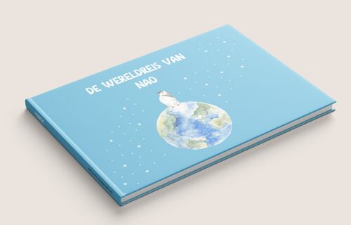 Livre pour enfant le tour du monde de Nao voyage sur 5 continents dessins à l'aquarelle modèle unique FR NL EN DE IT