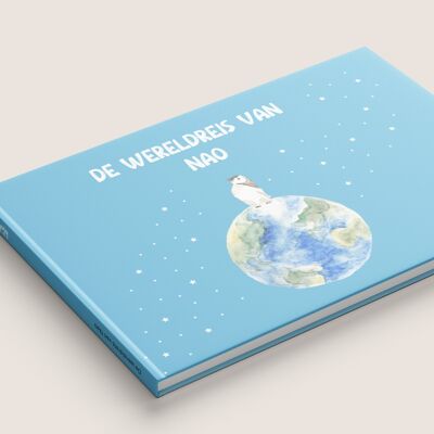 Livre pour enfant le tour du monde de Nao voyage sur 5 continents dessins à l'aquarelle modèle unique