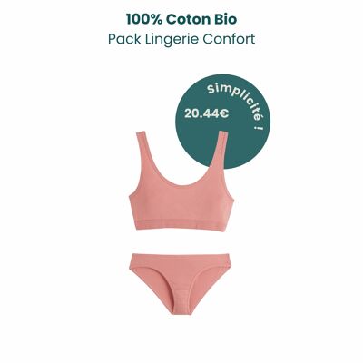 Pack Lingerie - 100% Coton Bio - Rose