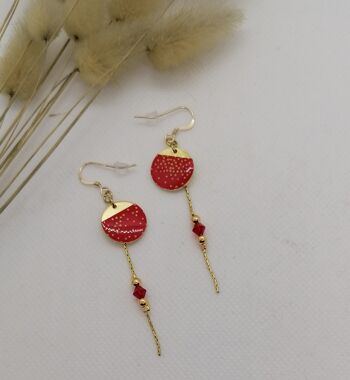 Boucles d'oreilles Manuela rouge et doré 2