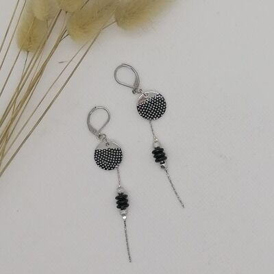 Boucles d'oreilles Manuela noir et blanc