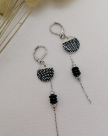 Boucles d'oreilles Manuela noir et blanc 2