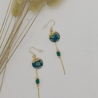 Manuela duck blue and gold earrings