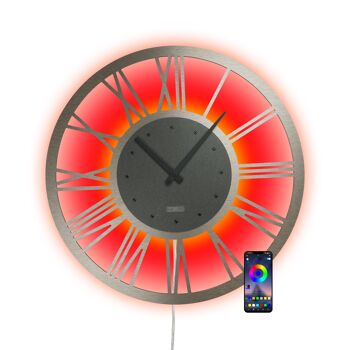 Compra Orologio da parete a LED in metallo modello XLØ50cm e XXLØ70cm  ROMA-ACP con grande quadrante romano in RAME e meccanismo silenzioso;  arte della parete boho vintage retrò; Effetto luce 3D RGB