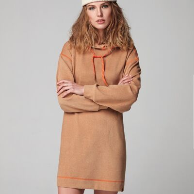 (8507-CORDON) STRAIGHT HOODED DRESS