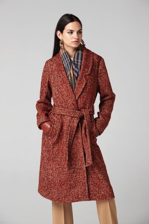 (8526-MAITE) BREASTED BELTED COAT