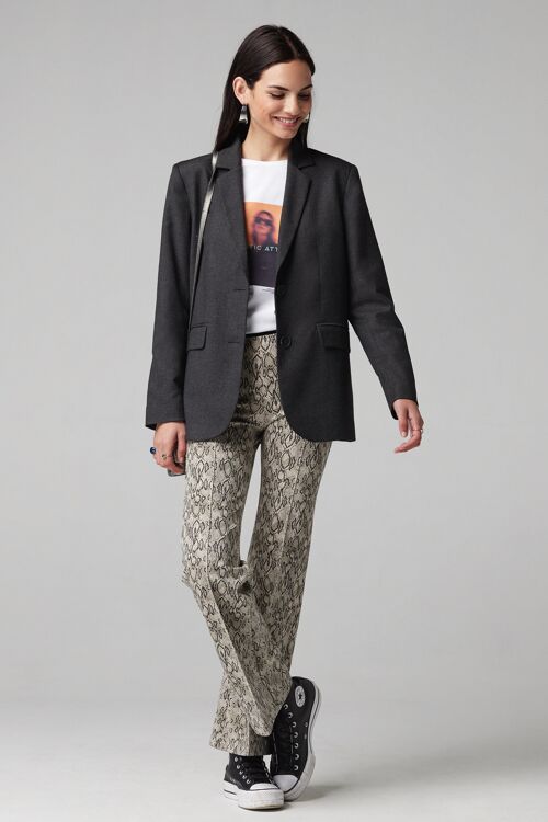 (8558-VOMIL) ANIMAL PRINT FLARED TROUSERS