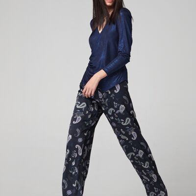 (9508-IWIRA) PANTALON PALAZZO CEINTURE ÉLASTIQUE