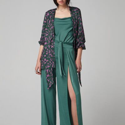 (9516-GREPIO) WIDE-LEG TROUSERS WITH SPLIT