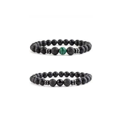 Perlen Armbänder Set | Naturstein | 35 Stück | ANGEBOT | Schwarz