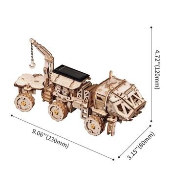 Puzzle 3D en bois DIY Navitas Rover à énergie solaire, Robotime, LS504, 23x8x11cm 2