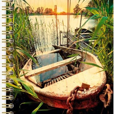 WOODEN COVER NOTEBOOK - CHAINED BOAT