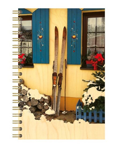 CARNET COUVERTURE BOIS - VIEUX SKI MONTAGNE