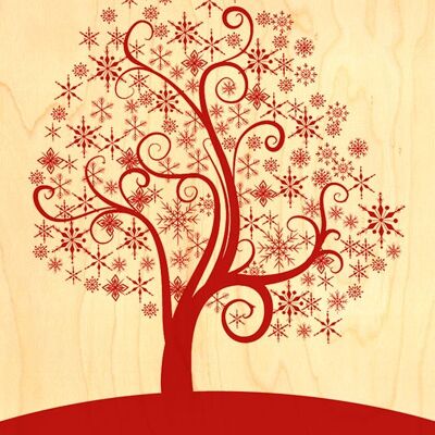 CHRISTMAS GREETING CARD - RED TREE