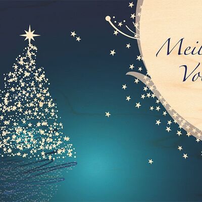 CHRISTMAS GREETING CARD - TREE BLUE BACKGROUND
