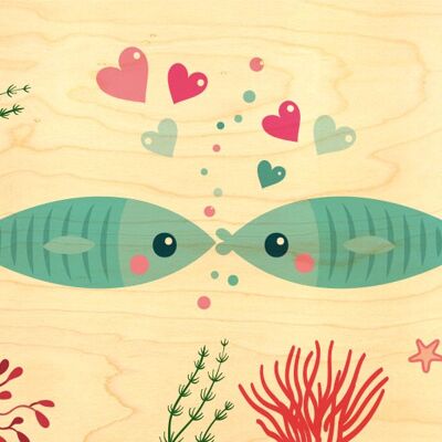 POSTAL DE MADERA - LOVE FISH