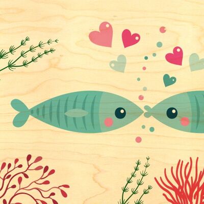 WOODEN POSTCARD - LOVE FISH