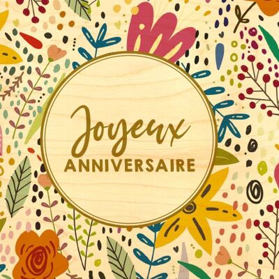 WOODEN POSTCARD - FLORAL ANNIVERSARY