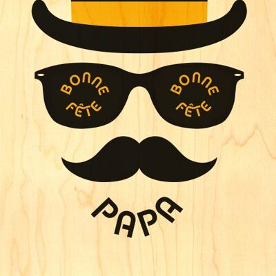 WOODEN POSTCARD - FATHER'S DAY HAT MUSTACHE