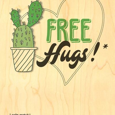 HAPPY WOOD WOOD CARD - FREE HUGS