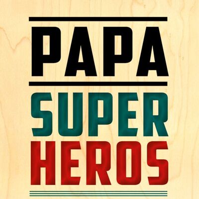 CARTE BOIS HAPPY WOOD - PAPA SUPER HEROS