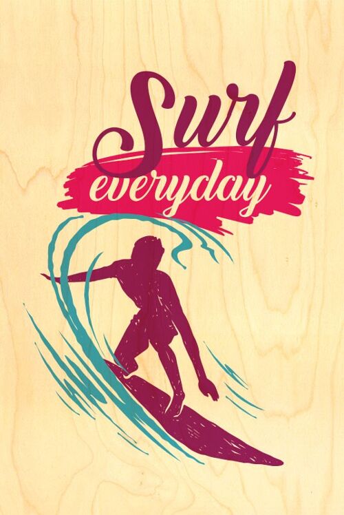 CARTE POSTALE BOIS SURF EVERYDAY