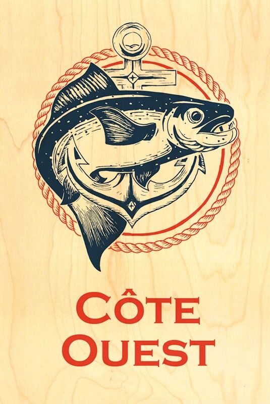 WEST COAST FISH WAPPEN HÖLZERNE POSTKARTE