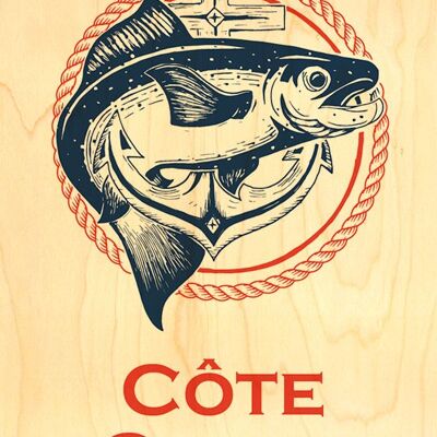 CARTE POSTALE BOIS BLASON POISSON COTE OUEST