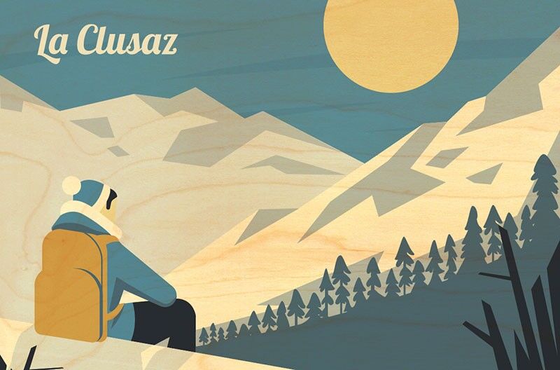 CARTOLINA IN LEGNO AL TRAMONTO