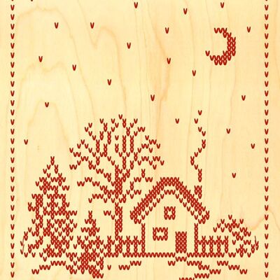 CHALET EMBROIDERY WOODEN POSTCARD