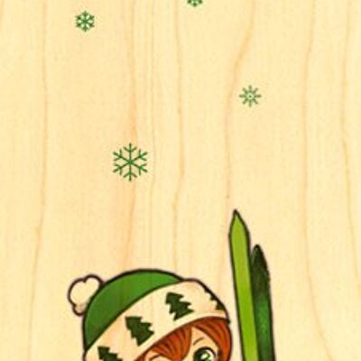 WOODEN SKIER BOOKMARK