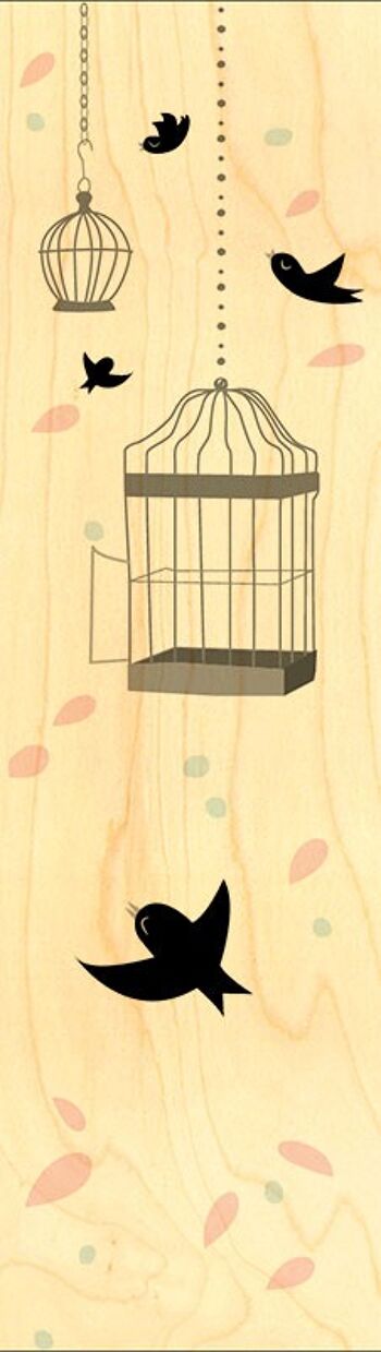 MARQUE PAGE BOIS CAGE OISEAUX 1