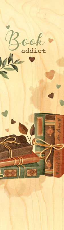 BOOK ADDICT WOODEN BOOKMARK