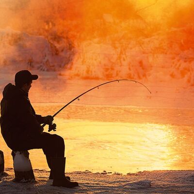 RED FISHERMAN WOOD POSTCARD