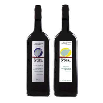 Mélange EVOO. Écologique. Carton de 6 bouteilles de 1,5L: 3 premium + 3 par jour 1