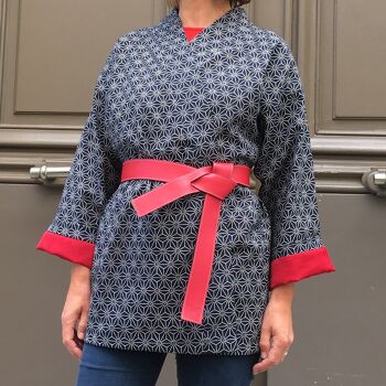 Veste kimono doublée en coton japonais Etoiles 3