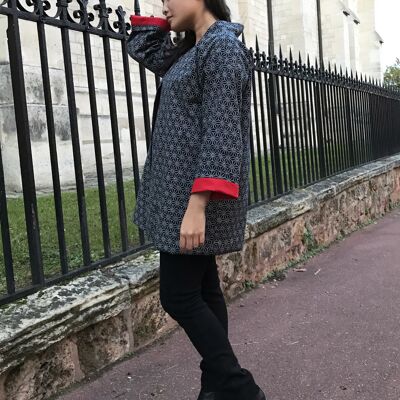 Veste kimono doublée en coton japonais Etoiles