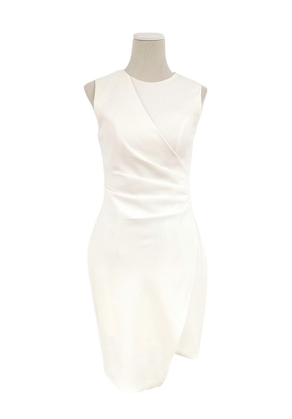 Robe de soirée moulante courte col rond Blanc