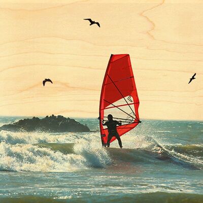 CARTOLINA DI WINDSURF IN LEGNO